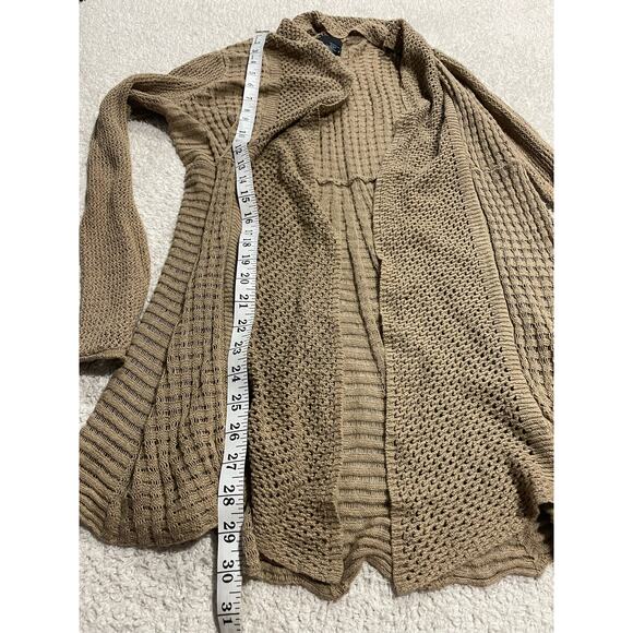 Cynthia Rowley Womens Small Open Front Long Sweater Cardigan Brown Linen Blend - Picture 5 of 8